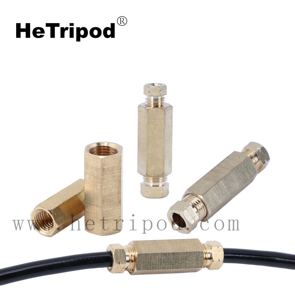 Junta de Transição de Latão H59 Duplo Fio Interno Passagem Reta Anel de Vedação Cardinal 4mm 6mm 8mm