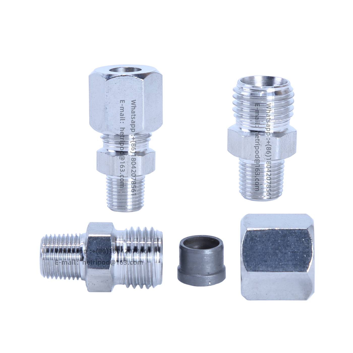 Adaptador de conexão hidráulico de aço inoxidável tipo H de cartão único cone interno de 24 graus NP